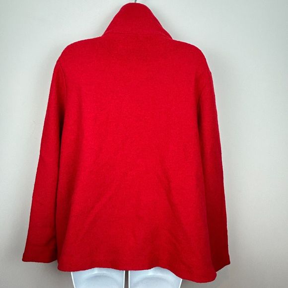 Cynthia Rowley Red Boiled Wool Blend Hidden Snap Closures Jacket Size Large - Picture 14 of 14